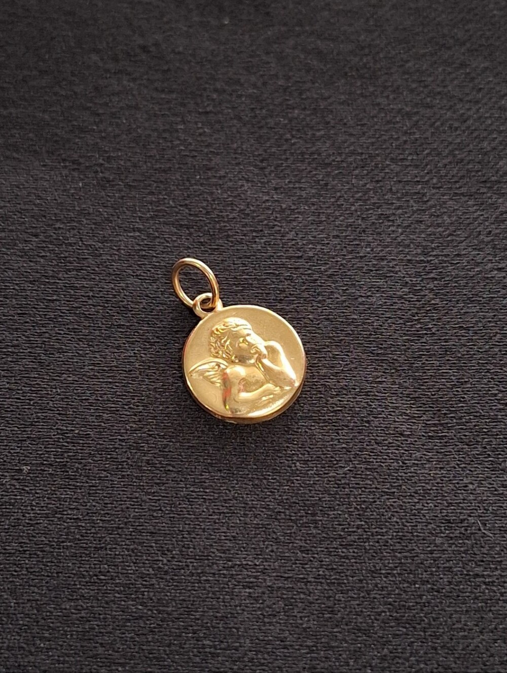 Vintage 14K Gold Cherub Angel Charm Pendant Guardian Angel Keepsake Double Sided